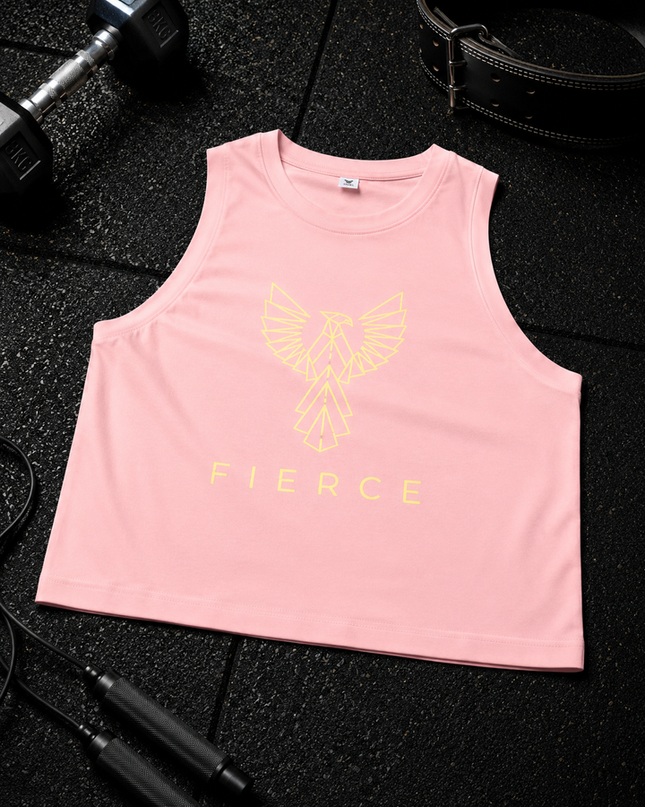 Limited Edition Ladies Crop Singlet in Soft Pink