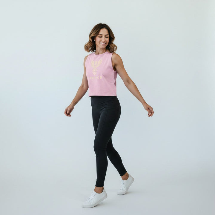 Limited Edition Ladies Crop Singlet in Soft Pink