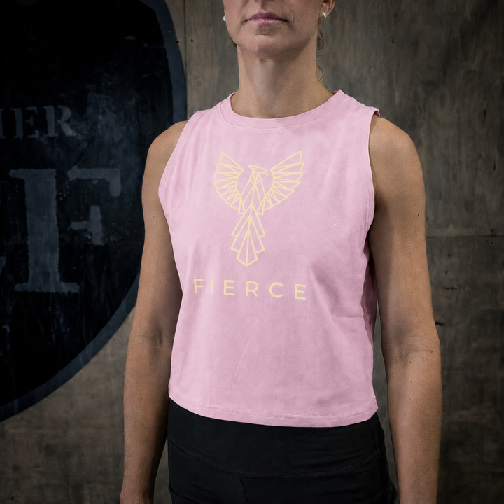 Limited Edition Ladies Crop Singlet in Soft Pink
