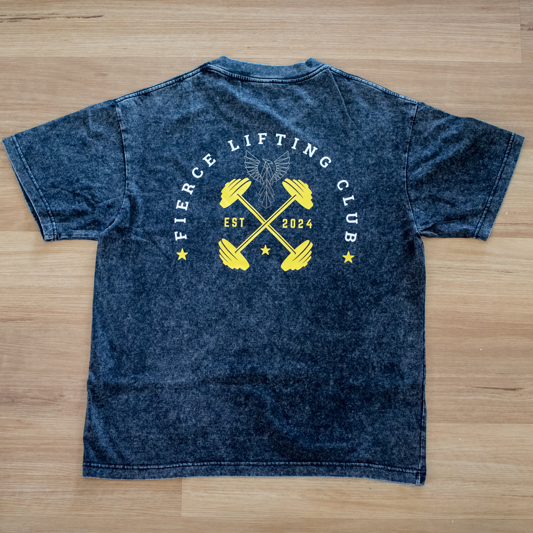 Unisex Acid Wash Oversized Lifting Club Tee