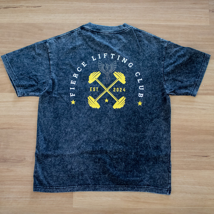 Unisex Acid Wash Oversized Lifting Club Tee