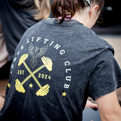 Unisex Acid Wash Oversized Lifting Club Tee