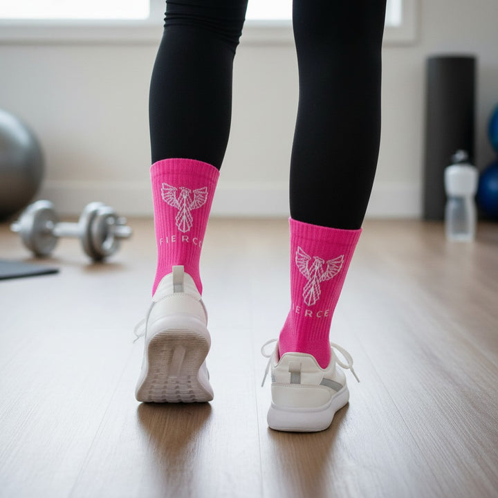 Pink crew socks