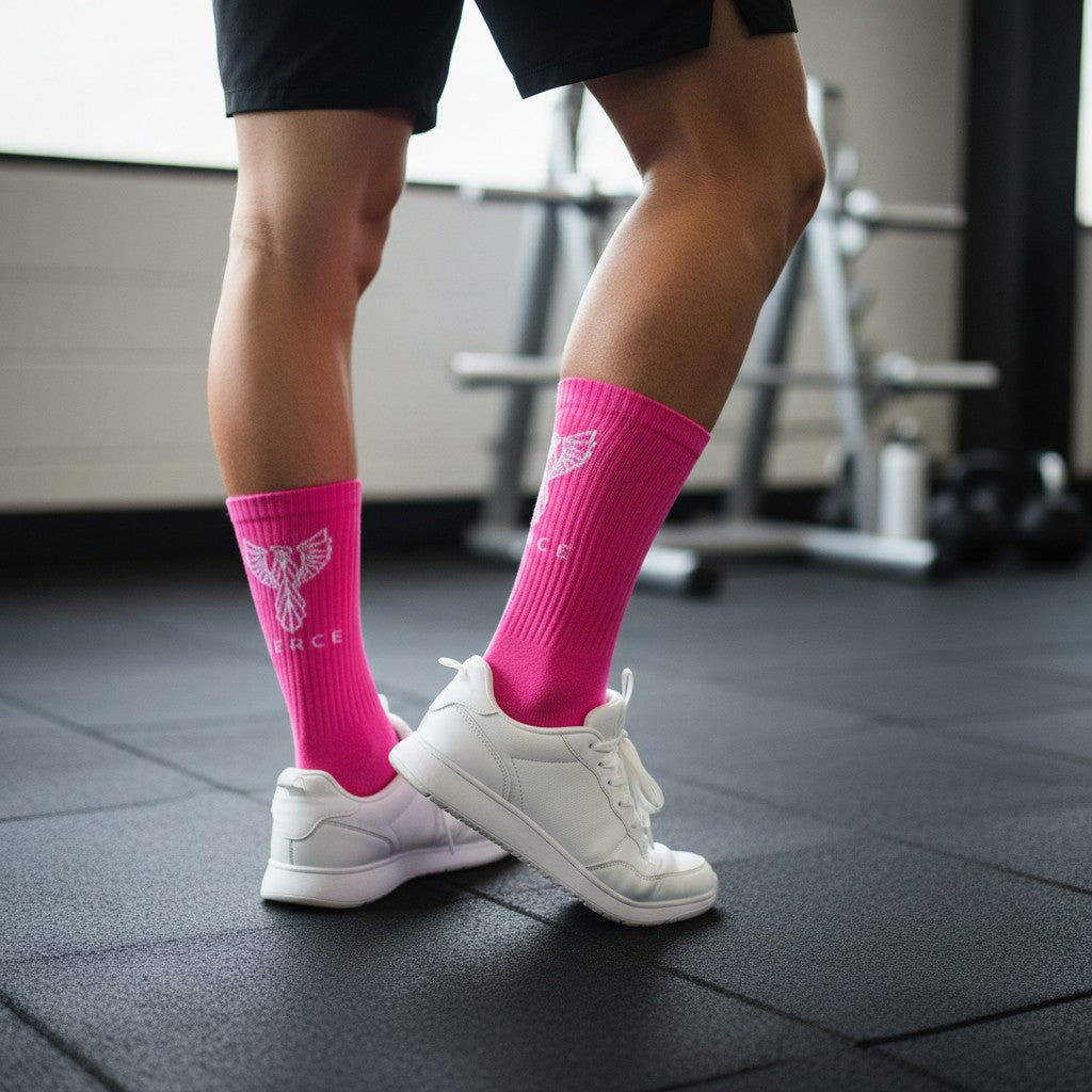 Pink crew socks